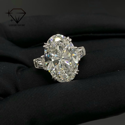 Luxuryshine Ovaal Geslepen VVS/VS Laboratorium Gekweekte Diamant 10CT Solitaire Ring 18K massief Goud op Maat Gemaakt Sieraad Met IGI Certificaat