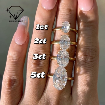 Luxuryshine Oval Cut VVS2/VS1 Lab Grown Diamond 1-5CT Solitaire Ring 18K Solid Gold Custom Jewelry Met IGI Certificaat
