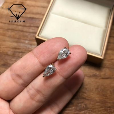 Kwaliteit 18K Gouden Peergeslepen Laboratorium Gekweekte Diamanten Oorstekers VVS-VS Helderheid fabriek