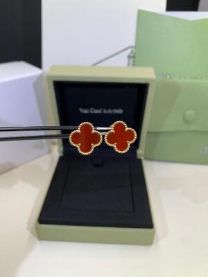 Kwaliteit VCA Alhambra Oorbellen Van Cleef And Arpels Witte Parelmoer Malachiet Karneool fabriek