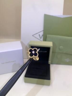 Kwaliteit Pictogramgeluk Van Cleef And Arpels Alhambra Ring Yellow Gold Carnelian Diamond VCARD40800 fabriek