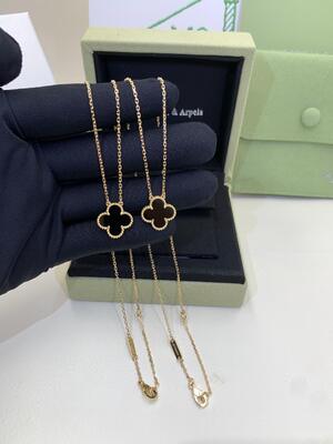 Kwaliteit 18K gele goud malachiet medium halsketting Lucky Girl VCA Vintage Alhambra hanger fabriek
