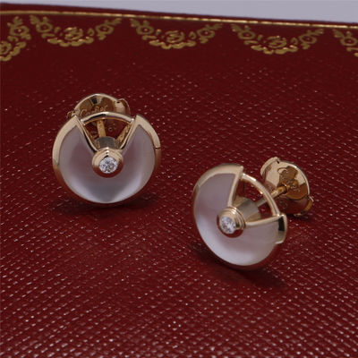 Kwaliteit Moeder van Xs de Modelyellow gold Amulette De Earrings Stud With White van Parel fabriek