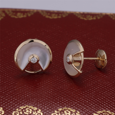 Moeder van Xs de Modelyellow gold Amulette De Earrings Stud With White van Parel
