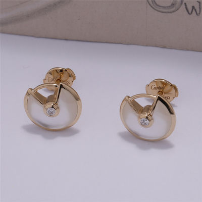 Kwaliteit Moeder van Xs de Modelyellow gold Amulette De Earrings Stud With White van Parel fabriek