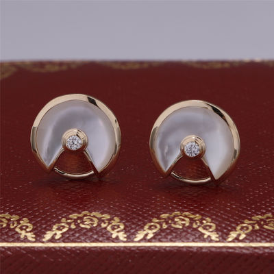 Kwaliteit Moeder van Xs de Modelyellow gold Amulette De Earrings Stud With White van Parel fabriek