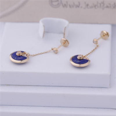 Kwaliteit Xs Modelyellow gold Amulette De Cartier Earrings Lapis Lazuli fabriek