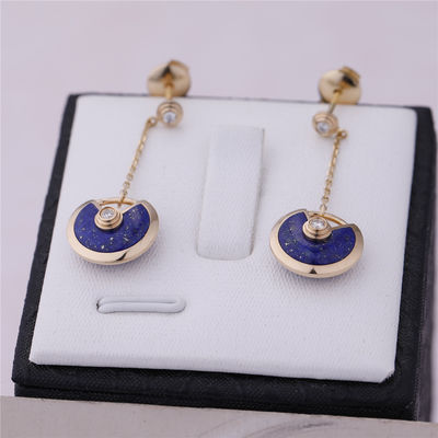 Kwaliteit Xs Modelyellow gold Amulette De Cartier Earrings Lapis Lazuli fabriek