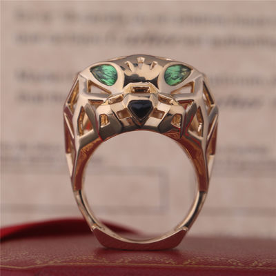 Kwaliteit PanthèRede Cartier Ring Yellow Gold Tsavorite Garnets Onyx fabriek