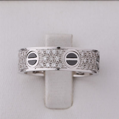 Kwaliteit Klassieke LIEFDEring full diamant-BEDEKTE CERAMISCHE WITTE 18K GOUDEN DIAMANTEN fabriek