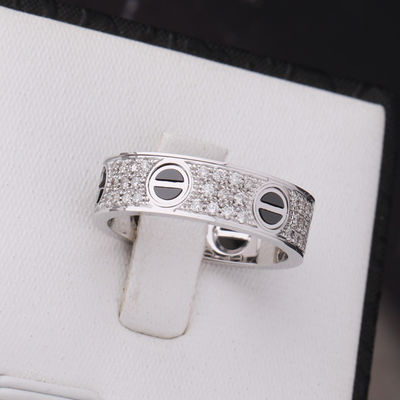 Kwaliteit Klassieke LIEFDEring full diamant-BEDEKTE CERAMISCHE WITTE 18K GOUDEN DIAMANTEN fabriek