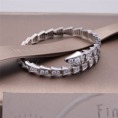 Kwaliteit De Adder één-rol van Italië Romaanse Serpenti slanke die armband in 18K-witgoud met de volledige pavé Armband van de diamantenslang wordt geplaatst fabriek