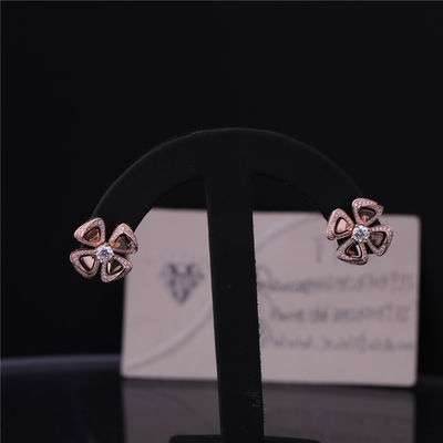 Kwaliteit De echte Gouden Hoge Oorringen van Juwelenfiorever in 18 kt Rose Gold Earrings plaatsen met twee centrale diamanten en diamanten pavé fabriek