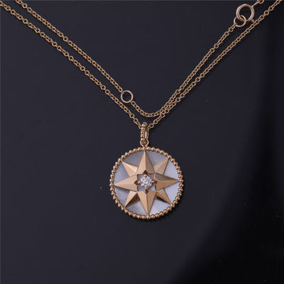 Kwaliteit Rose Des Vents Medallion Necklace in het Gele Goud van 18k met Diamond Mother Pearl fabriek