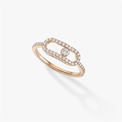 Kwaliteit Huwelijk Diamond Ring Move Uno Pavee Ring van de Luxury Jewelry het Elegante Overeenkomst in het Roze Goud van 18K fabriek