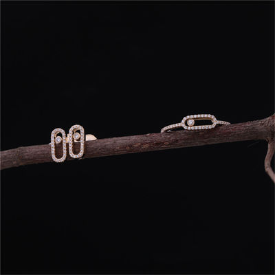 Kwaliteit Huwelijk Diamond Ring Move Uno Pavee Ring van de Luxury Jewelry het Elegante Overeenkomst in het Roze Goud van 18K fabriek