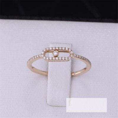 Kwaliteit Huwelijk Diamond Ring Move Uno Pavee Ring van de Luxury Jewelry het Elegante Overeenkomst in het Roze Goud van 18K fabriek