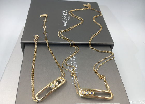 Kwaliteit Het dubbele Gele Goud van Parijs Jewelry18K van de Kettingshalsband Geen Halfedelsteen met Zadelvorm fabriek