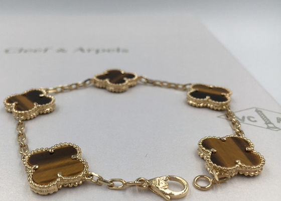 Kwaliteit Uitstekende Stijl 5 Motieven18k Gouden Armband met van de het Oogsteen/Bloem van Tijgers Vorm fabriek