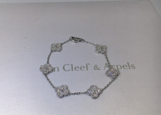Volledige van de Diamantjuwelen van de Diamantluxe Zoete Alhambra Armband 6 Motievenwitgoud